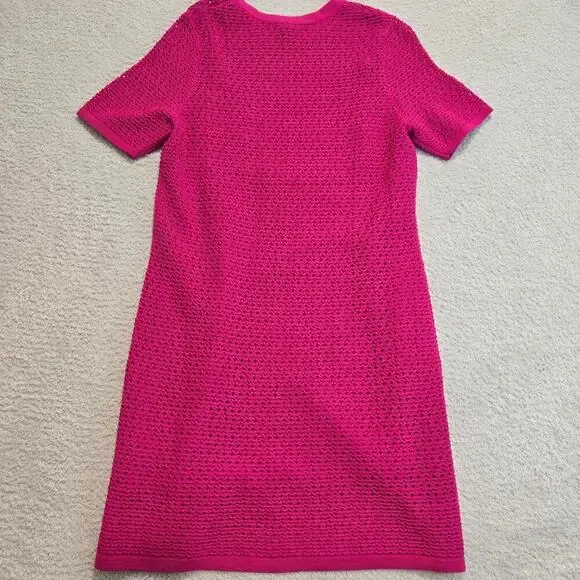 Banana Republic Fuschia Pink Open Knit Sweater Dress with Underslip Size M - Picture 9 of 12